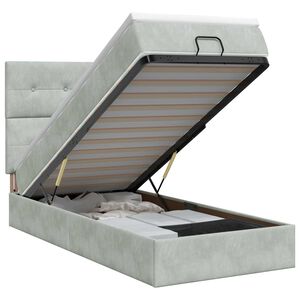 vidaXL Lit ottoman avec matelas Gris clair 90 x 190 cm Velours