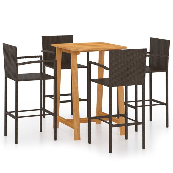 vidaXL Ensemble de bar de jardin 5 pcs Marron