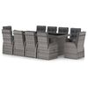 vidaXL Salon de jardin 11 pcs avec coussins R&eacute;sine tress&eacute;e Gris