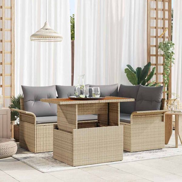 vidaXL Ensemble de canapé de jardin 5 pcs beige et gris clair