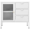vidaXL Buffet Blanc 75x35x70 cm Acier et verre trempé