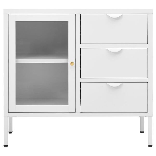 vidaXL Buffet Blanc 75x35x70 cm Acier et verre trempé