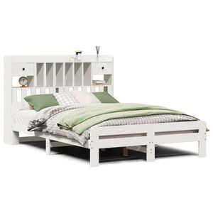 vidaXL Lit biblioth&egrave;que sans matelas blanc 140x200 cm bois pin massif