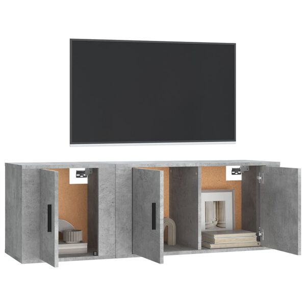 vidaXL Ensemble de meubles TV 2 pcs gris b&eacute;ton bois d'ing&eacute;nierie
