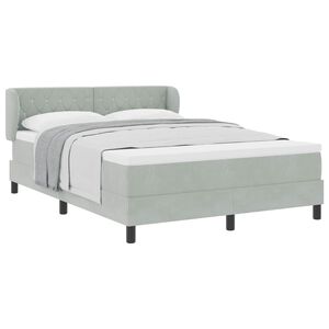 vidaXL Lit &agrave; ressorts avec matelas Gris clair 140 x 190 cm Velours