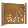 vidaXL Portail de jardin 100x75 cm en acier Corten avec motif gazon