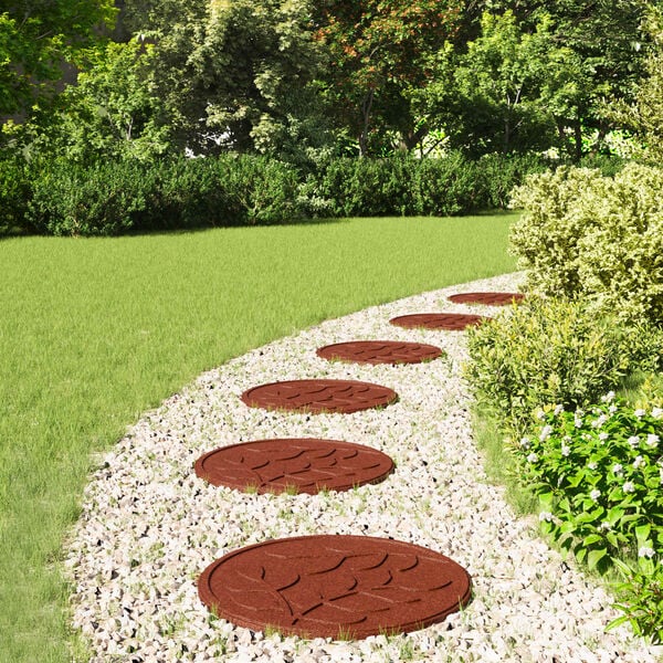 vidaXL Pierre de marchage 6 pcs Rouge &Oslash; 44 x 2 cm Caoutchouc