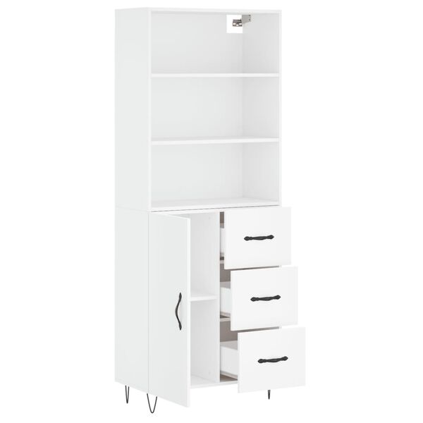 vidaXL Buffet haut Blanc 69,5x34x180 cm Bois d'ing&eacute;nierie