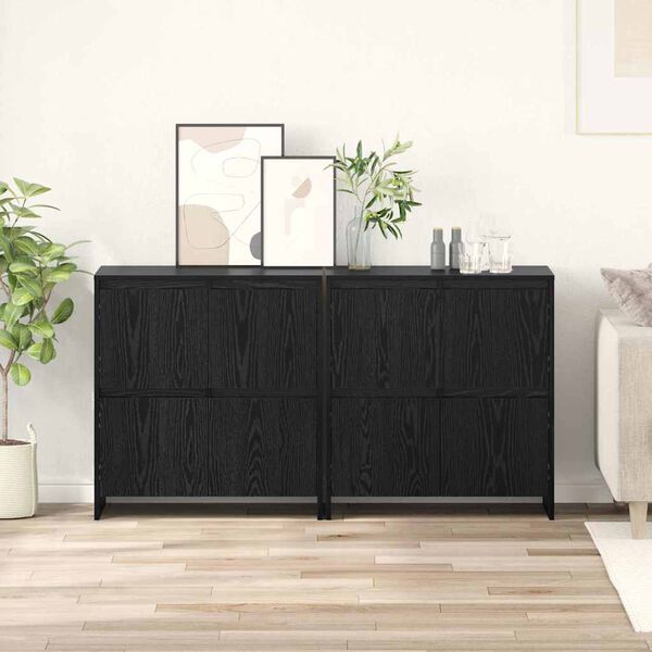 vidaXL Buffets 2 pcs Ch&ecirc;ne noir 70 x 41 x 75 cm Bois d'ing&eacute;nierie