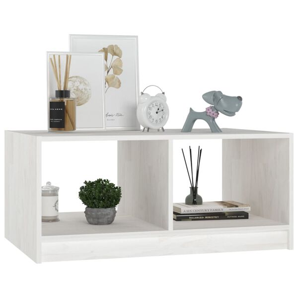 vidaXL Table basse blanc 75x50x33,5 cm bois de pin massif