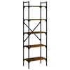 vidaXL Biblioth&egrave;que &agrave; 5 niveaux ch&ecirc;ne fum&eacute; 56x31,5x174 cm