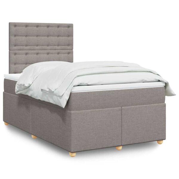 vidaXL Sommier &agrave; lattes de lit avec matelas Taupe 120x200 cm Tissu