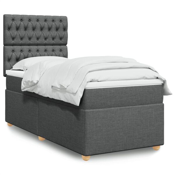 vidaXL Sommier &agrave; lattes de lit avec matelas Gris fonc&eacute; 80x200 cm Tissu