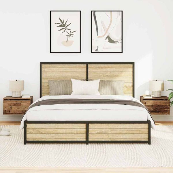 vidaXL Cabinet de chevet mural 2 pcs Bois ancien Bois d'ing&eacute;nierie