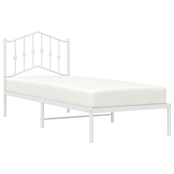 vidaXL Cadre de lit m&eacute;tal sans matelas avec t&ecirc;te de lit blanc 75x190cm