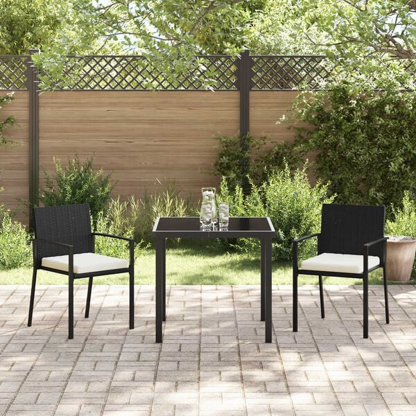 vidaXL Ensemble de salle &agrave; manger pour jardin 3 pcs Noir
