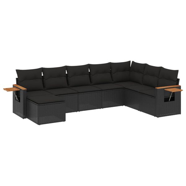 vidaXL Salon de jardin 8 pcs avec coussins noir r&eacute;sine tress&eacute;e