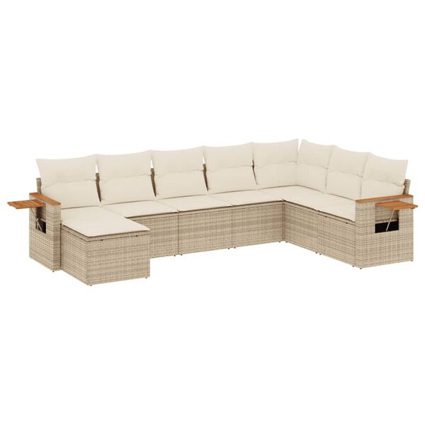 vidaXL Salon de jardin avec coussins 8 pcs beige r&eacute;sine tress&eacute;e