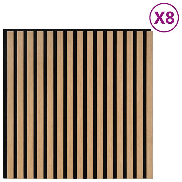 vidaXL Panneaux muraux acoustiques 8pcs lattes 60,5x60cm placage ch&ecirc;ne
