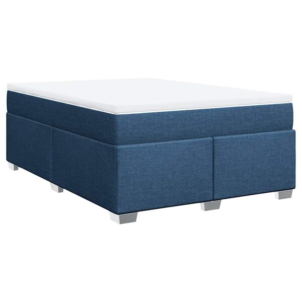 vidaXL Sommier &agrave; lattes de lit avec matelas Bleu 140x190 cm Tissu