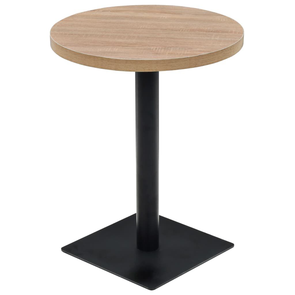 Table De Bistro Marron Clair 60x75cm - Style Café | MDF Et Acier | Pour Intérieur/extérieur | Assembly Facile