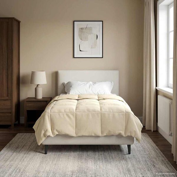 vidaXL Duvet d'&eacute;t&eacute; simple Matelass&eacute; Cr&egrave;me 155 x 220 cm Microfibre