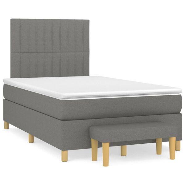 vidaXL Sommier &agrave; lattes de lit avec matelas gris fonc&eacute; 120x190cm tissu