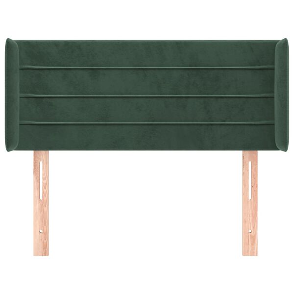 vidaXL T&ecirc;te de lit avec oreilles Vert fonc&eacute; 103x16x78/88 cm Velours