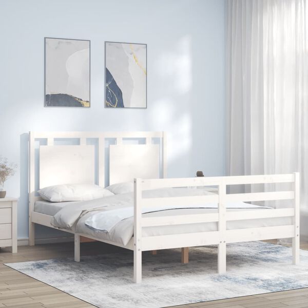 vidaXL Cadre de lit sans matelas blanc 140x200 cm bois massif