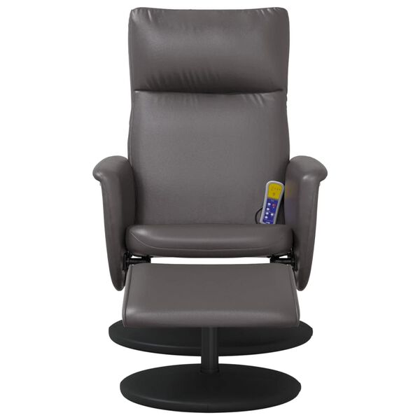 vidaXL Fauteuil inclinable de massage avec repose-pied gris similicuir
