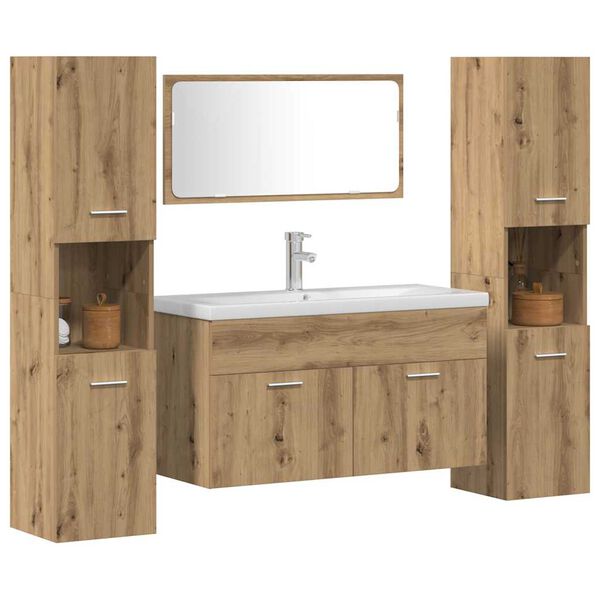vidaXL Ensemble de meubles salle de bain 4 pcs bois d'ing&eacute;nierie