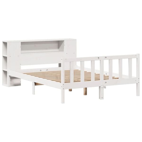 vidaXL Lit bibliothèque sans matelas blanc 140x200 cm bois pin massif