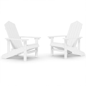 vidaXL Chaises de jardin Adirondack lot de 2 PEHD Blanc