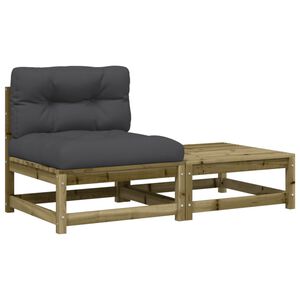 vidaXL Canap&eacute; de jardin sans accoudoirs avec coussins et repose-pieds