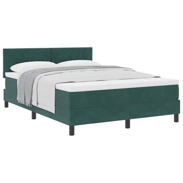 vidaXL Lit &agrave; ressorts avec matelas Vert fonc&eacute; 140 x 190 cm Velours