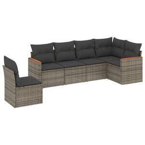 vidaXL Salon de jardin 6 pcs avec coussins gris r&eacute;sine tress&eacute;e