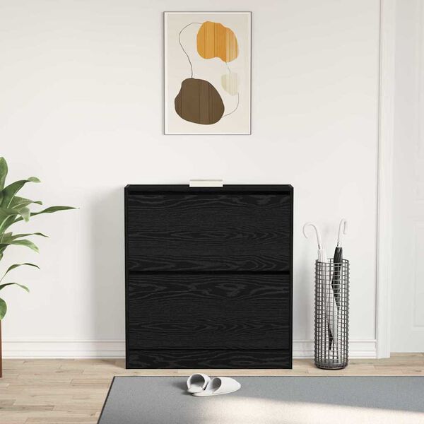 vidaXL Cabinet &agrave; chaussures avec &eacute;tag&egrave;re Ch&ecirc;ne noir 80 x 21 x 87,5 cm