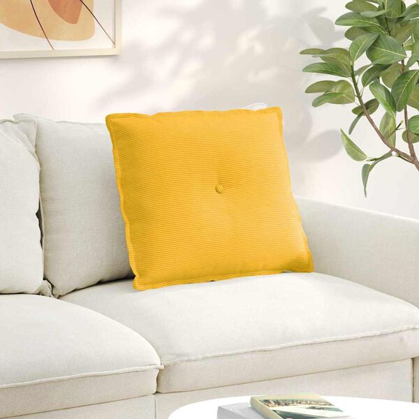 vidaXL Coussin de Dos Jaune clair 60 x 50 cm Tissu en velours c&ocirc;tel&eacute;