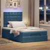 vidaXL Cadre de lit ottoman avec matelas bleu fonc&eacute; 120x190 cm velours
