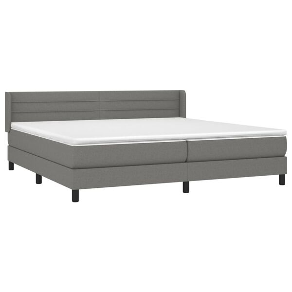 vidaXL Sommier &agrave; lattes de lit avec matelas Gris fonc&eacute; 200x200cm Tissu