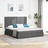 vidaXL Lit de Rangement Gris fonc&eacute; 200 x 200 cm Cuir synth&eacute;tique