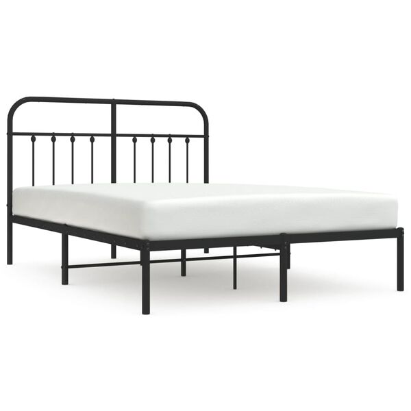 vidaXL Cadre de lit métal sans matelas avec tête de lit noir 140x200cm