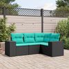 vidaXL Salon de jardin 4 pcs avec coussins noir r&eacute;sine tress&eacute;e