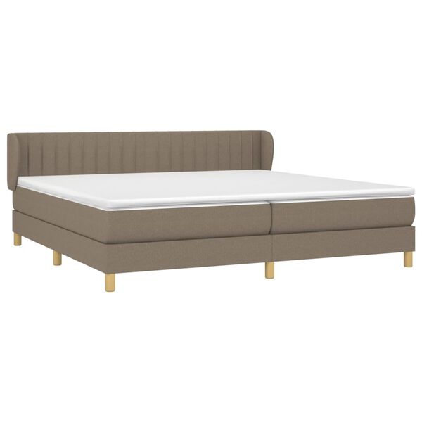 vidaXL Sommier &agrave; lattes de lit avec matelas Taupe 200x200 cm Tissu