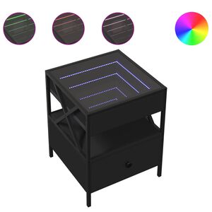 vidaXL Table de chevet avec LED infini noir 40x40x51 cm