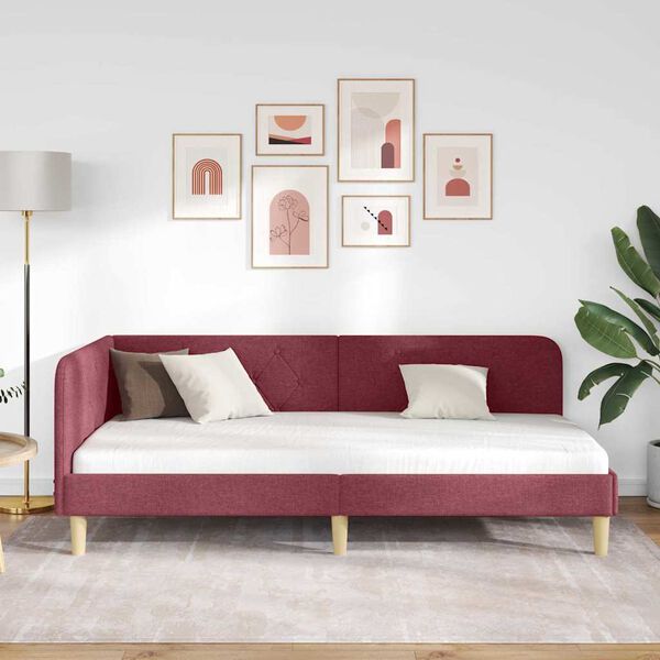 vidaXL Cadre de lit d'angle Bordeaux 100 x 200 cm tissu