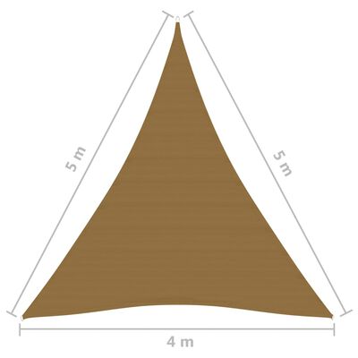vidaXL Voile d'ombrage 160 g/m² Taupe 4x5x5 m PEHD