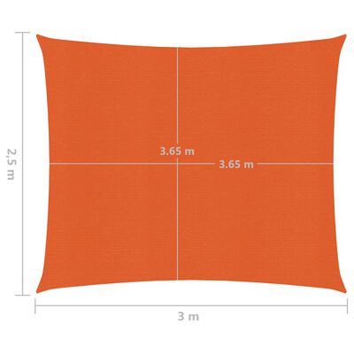 vidaXL Voile d'ombrage 160 g/m² Orange 2,5x3 m PEHD