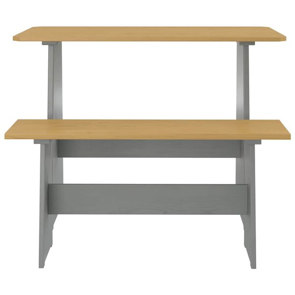 vidaXL Table &agrave; manger et banc REINE marron miel gris bois pin solide