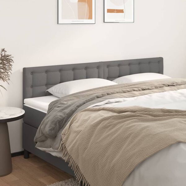 vidaXL T&ecirc;tes de lit 2 pcs Gris 80x5x78/88 cm Similicuir
